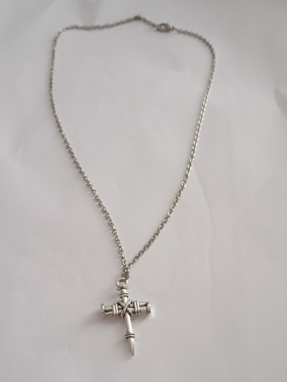 Sterling-Style Silver Cross Pendant Necklace - Mens Jewelry
